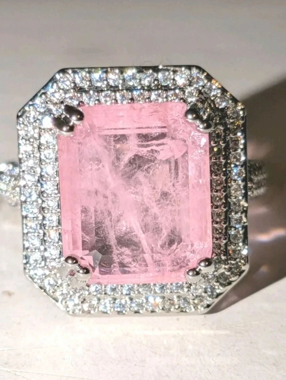 Shiny S925 6 Ct Lab- Created Kunzite Diamond Engagement Ring For Women Sz 6.5